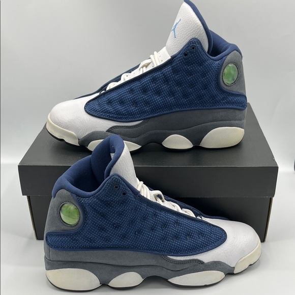 ✨Jordan 13 Retro "Flint" Sneakers✨Navy, White, and Charcoal - Picture 1 of 8